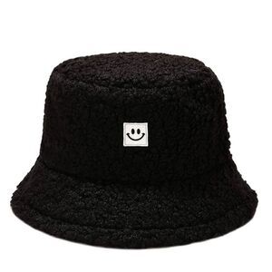 NWT Wool + Pepper Co. Faux Fur Fuzzy Smiley Bucket Hat